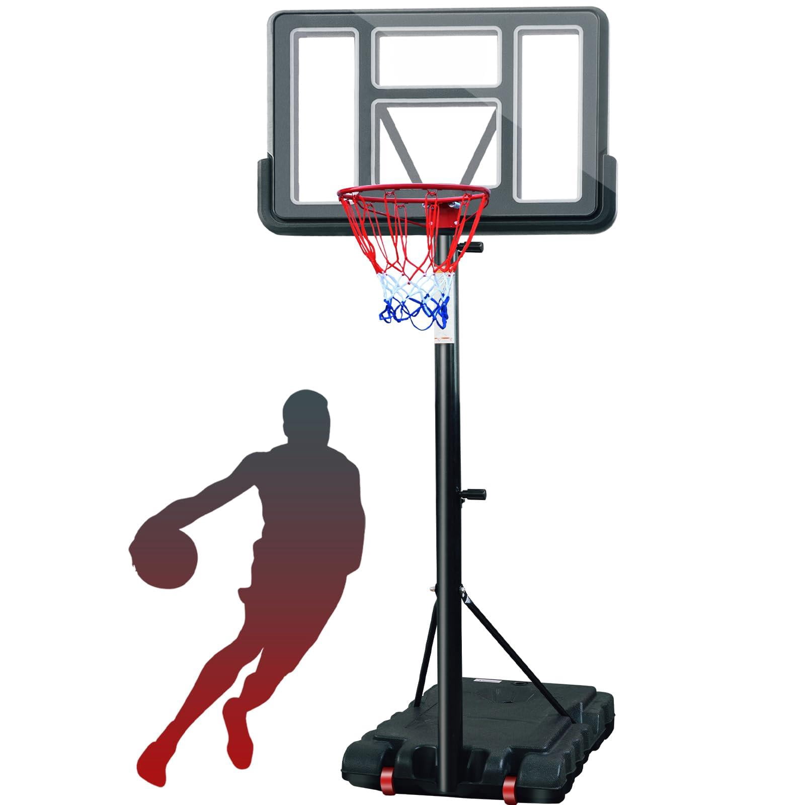 Portable Basketball Hoop  5.6-10ft Adjustable Goal System 40/44 Inch Outdoor & Goals For And Adults In The Backyard Driveway With Pc Backboard