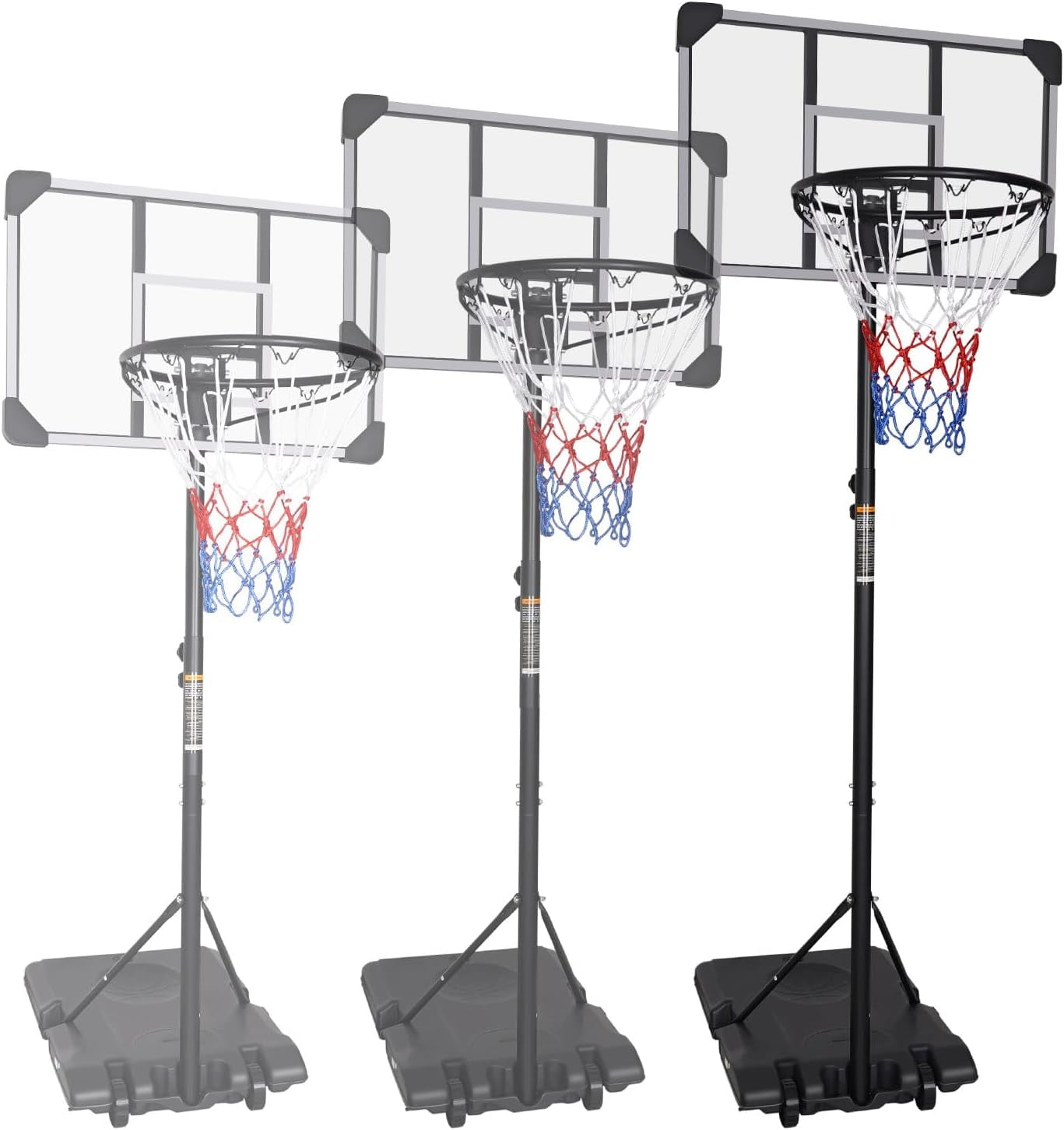 Portable Basketball Hoop, 5.6ft - 7ft Adjustable Basketball Hoop Goal System for Teenagers and Adults in Outdoor/Indoor, 28 Inch Shatterproof Backboard and Wheels