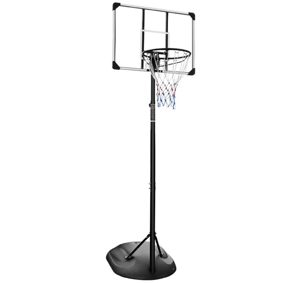 Portable Basketball Hoop Adjustable 7.5ft - 9.2ft with 32 Inch Backboard for Youth Adults Indoor Outdoor Basketball Goal, White