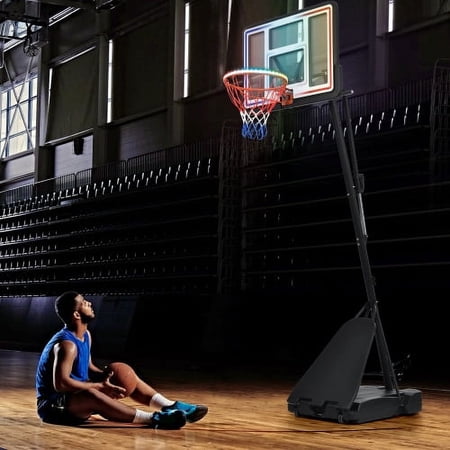 Portable Basketball Hoop Basketball System 8-10ft Height Adjustment for Youth Adults LED Basketball Hoop Lights, Colorful lights, Waterproof,Super Bright to Play at Night Outdoors,Good Gift for Kids