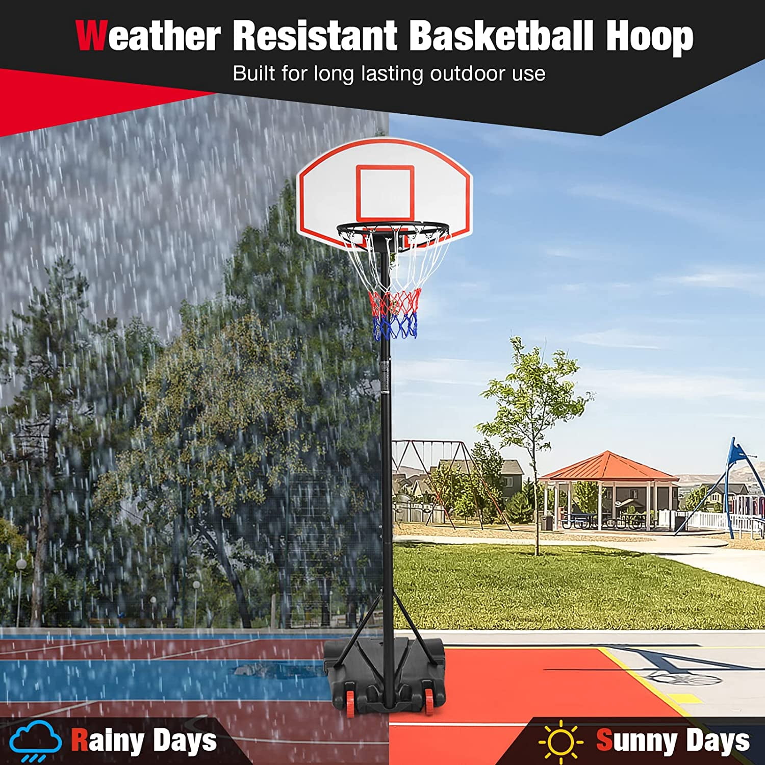 Portable Basketball Hoop, Height Adjustable 7.1FT-8.1FT Goal System with 28" Shatterproof Backboard, 16.5" Rim, Wheels, 2 Nets for Indoor Outdoor Use for Kids Teens Adults