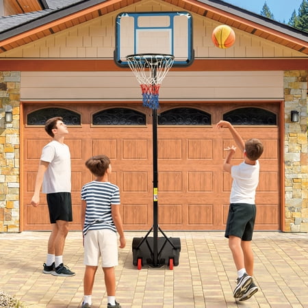 Portable Basketball Hoop, Height Adjustable Basketball Goal System [5.8FT-7FT] w/Shatterproof Backboard, Fillable Base & Wheels