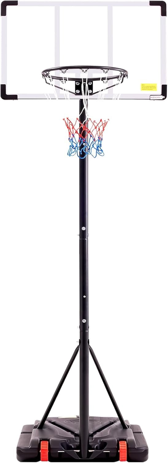 Portable Basketball Hoop Outdoor, Adjustable Basketball Hoops Goal System Shatterproof Backboard, Shock Absorbent Rim, Fillable Base for Swimming Pool/Backyard/Driveway