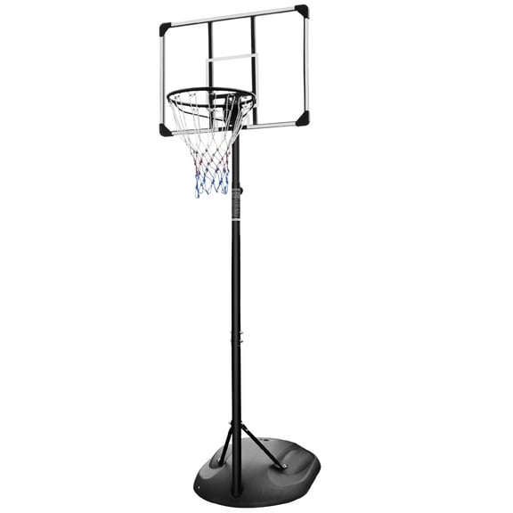 Portable Basketball Hoop,Outdoor Basketball Hoop Adjustable Height 7.5ft - 9.2ft,32 Inch Backboard with 2 Wheels for Kids Youth and Adults in Backyard Driveway,Transparent