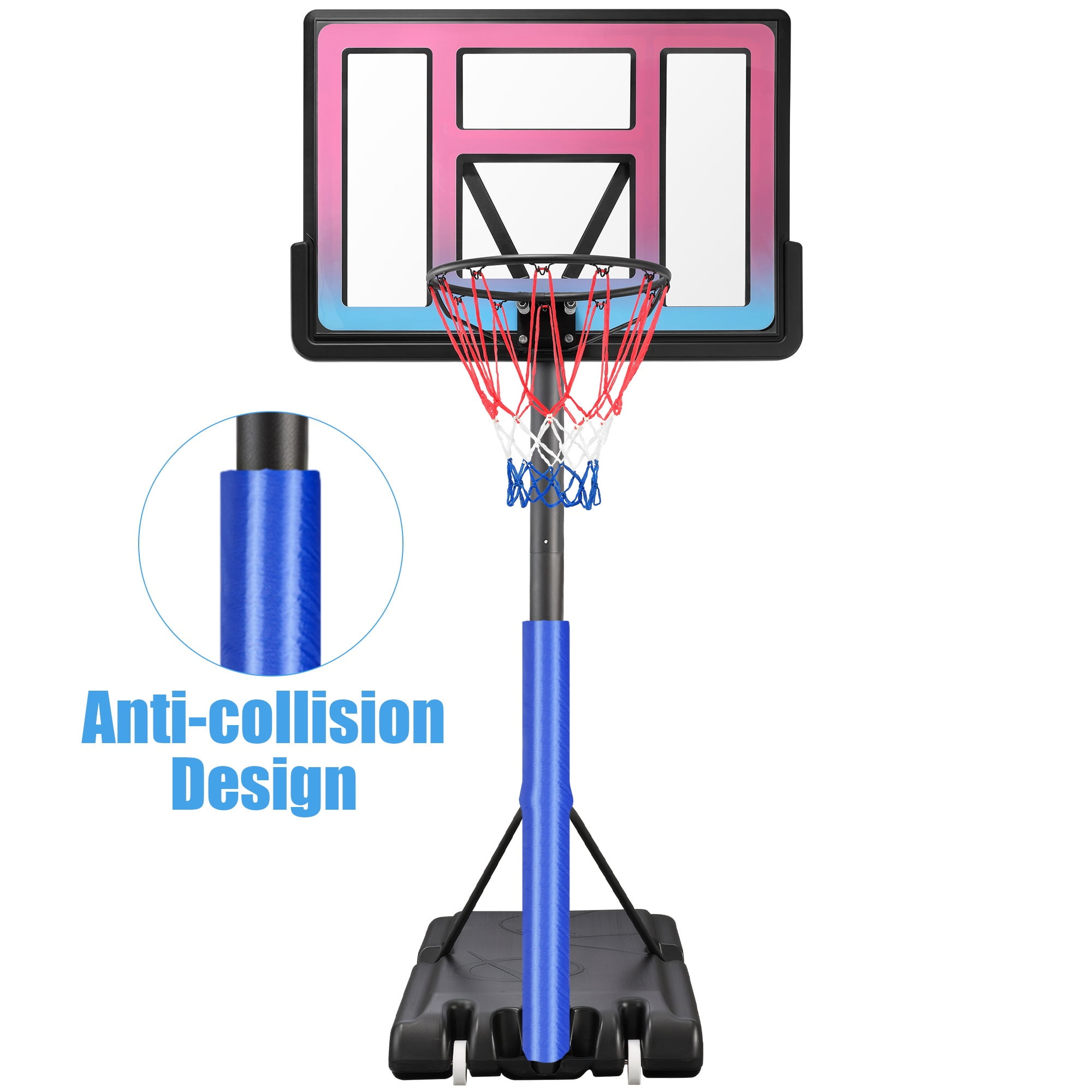 Portable Basketball Hoop Outdoor for Kids and Adults, Segmart 44 inch Basketball Hoop for Backyard, 4.9Ft-10FT Height Adjustable Basketball Goal System with Shatterproof Backboard, Larger Base