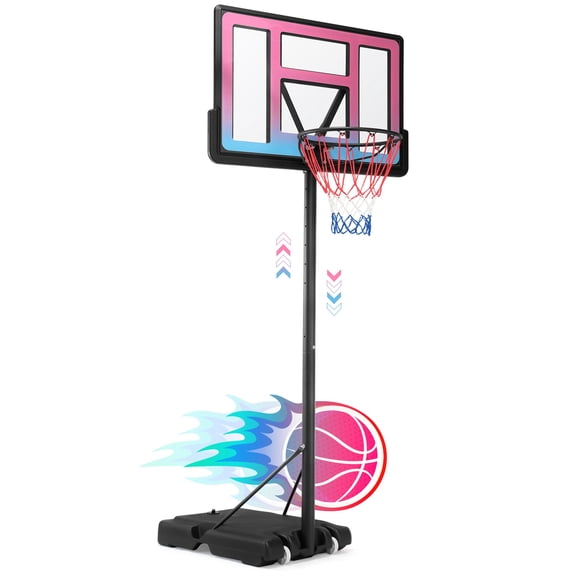 Portable Basketball Hoop Outdoor System for Kids and Adults, 8-10FT Height Adjustable Basketball Goal System with 44 inch Shatterproof Backboard, Segmart Basketball Hoop with Large Base for Backyard