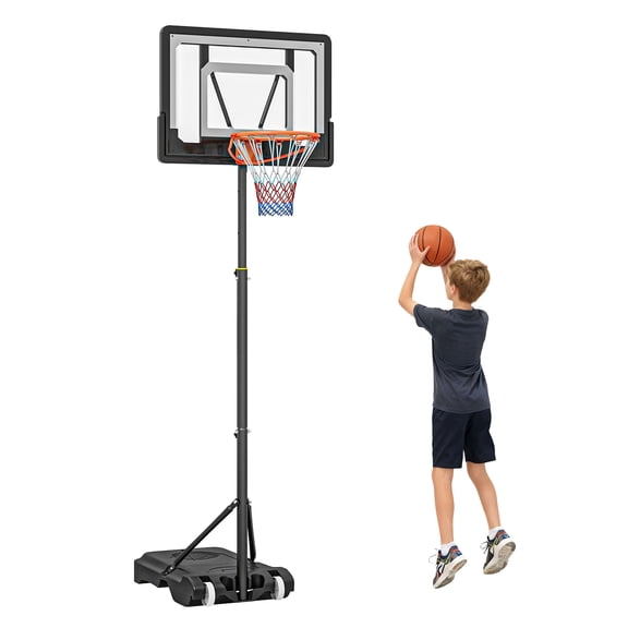 Portable Basketball Hoop System - 33in Backboard, 5-7FT Adjustable Height - Indoor Outdoor Use