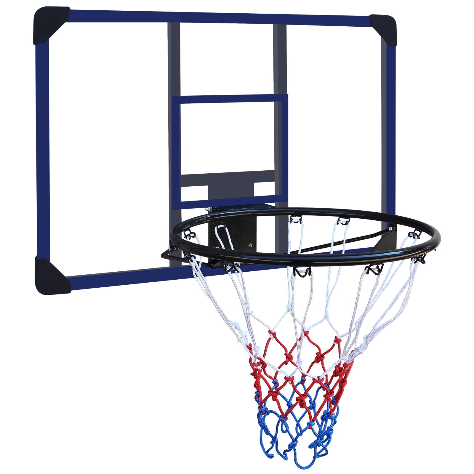 Portable Basketball Hoop, Wall-mounted basketball hoop, 35 x 24 inches shatterproof back, folding hoop, durable hoop and all-weather mesh for indoor and outdoor use, Black+Blue Basketball Hoop