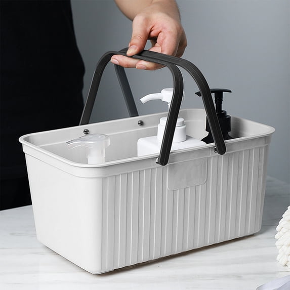 Portable Bath Basket with Drainage Holes, Ventilated Plastic Toiletry Storage Organizer – Multi-Use Bathroom Kitchen Fruit Basket with Comfort Grip Handles