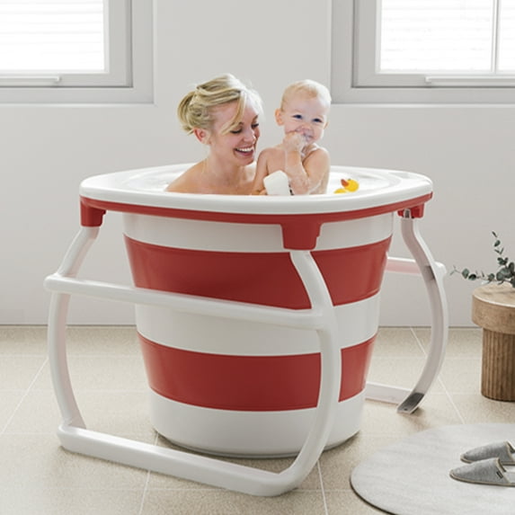 Portable Bathtub for Adult,Foldable Soaking Bath Tub,Foldable Freestanding Bathtub designed for Home SPA,Ice Bath,Small Spaces,Collapsible Bathtub,29 inch,Red