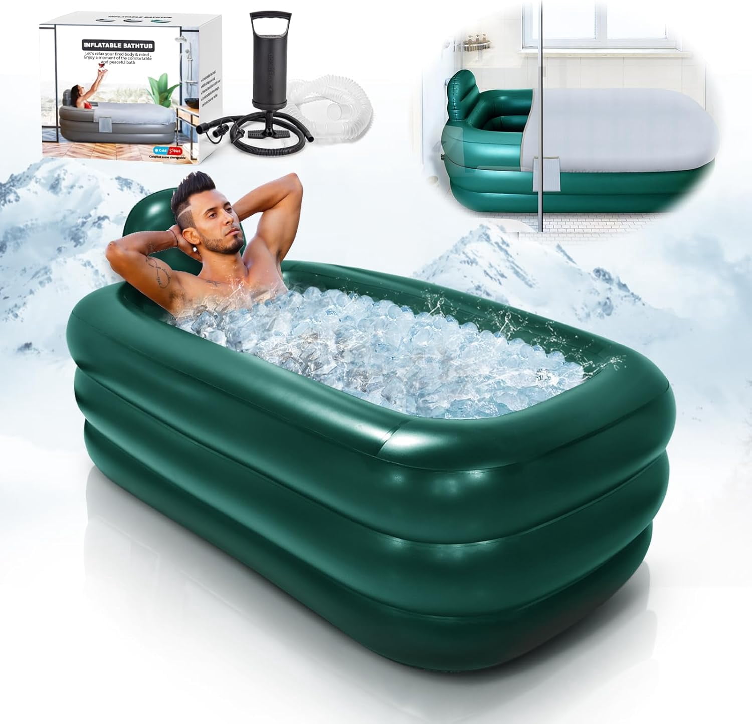 Healrcvy Inflatable Ice Bath Tub – Portable Cold Water Therapy Pool With Air Pump & Lid