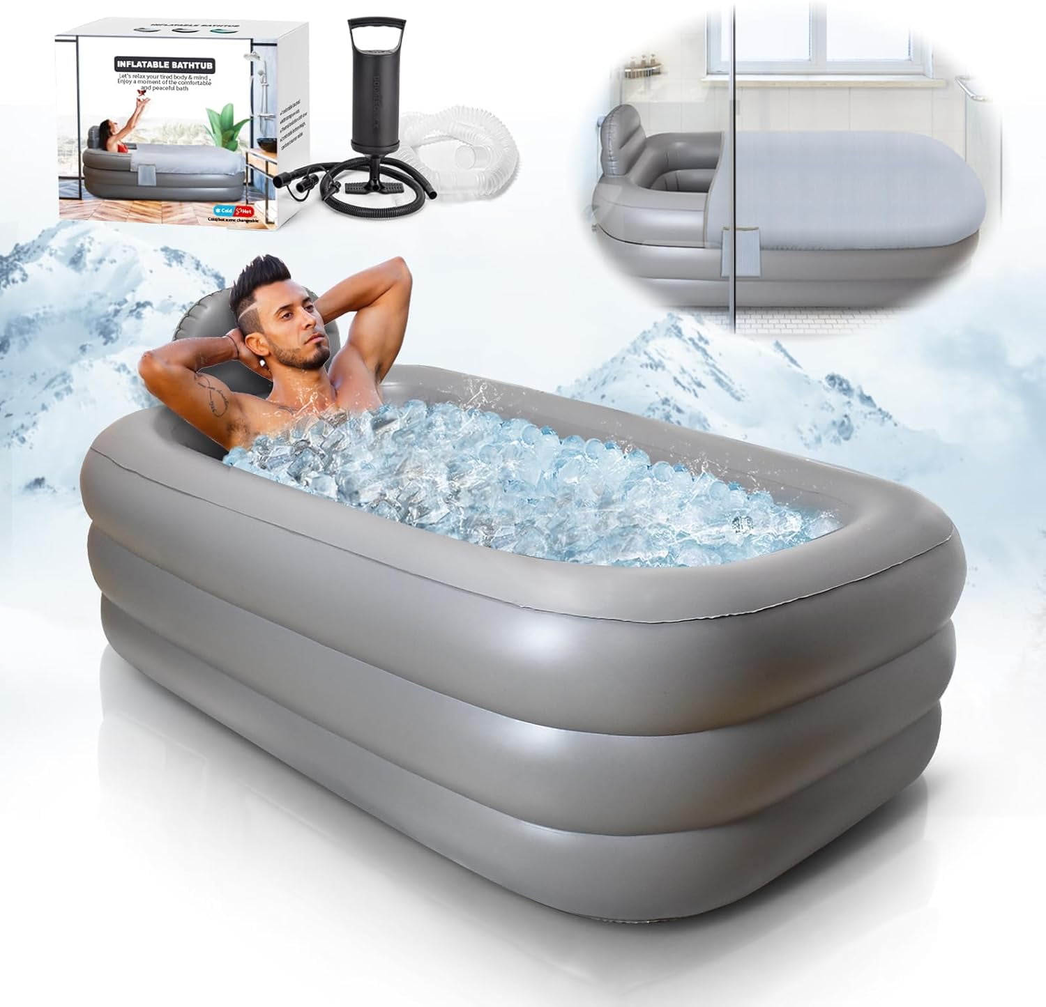 Portable Bathtub Adult,Ice Bath Tub For Athletes,Inflatable Bathtub ...