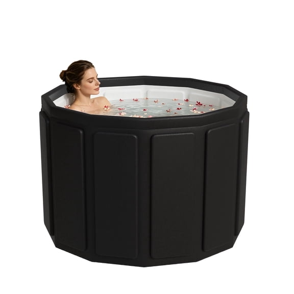 Portable Bathtub for Adults – Foldable Collapsible Bath Tub for Shower, Cold Plunge & Hot Soak, 6-Layer Insulated Large Capacity with Dual Drains, Home Gym Outdoor Use