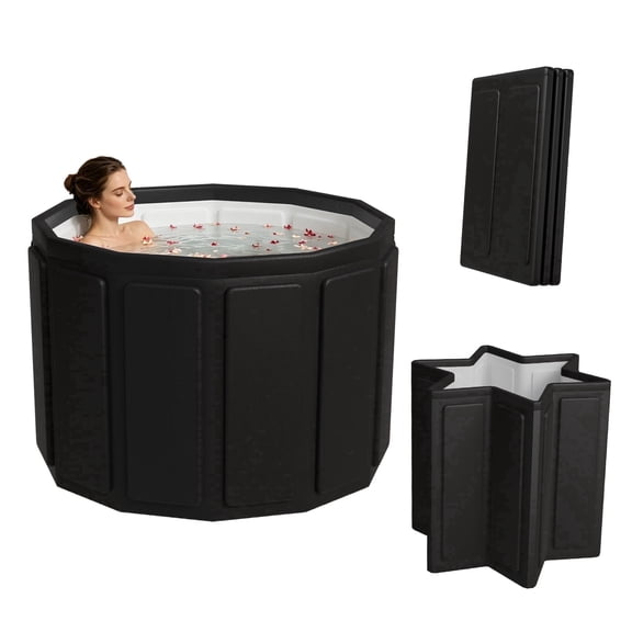SOTOS Portable Bathtub for Adults, Foldable Collapsible Bath Tub for Shower and Cold Plunge, 7-Layer Insulated Large Capacity with Dual Drains for Home Gym Outdoor