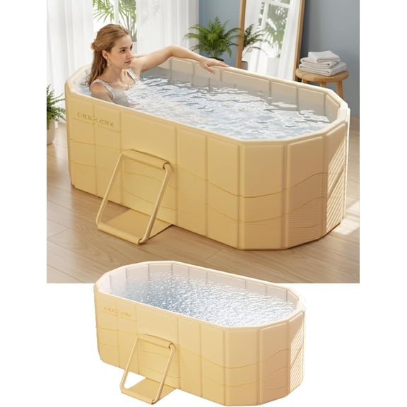 Portable Bathtub Ice Bath Tub - Foldable Collapsible Bathtub for Adult Shower Bathroom Hot  Soaking Cold Plunge Tub Freestanding Bathtub "Lx22"Wx20"H White