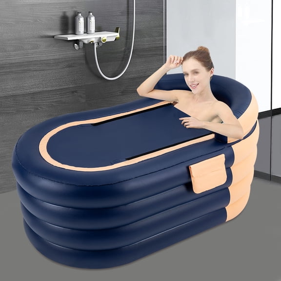 Portable Bathtub, Inflatable Bathtub for Adults, Large Inflatable Swimming Pool, 1.4m Spa Tub with 4 Air Chambers, Insulated, Fast Inflation Pump, Orange