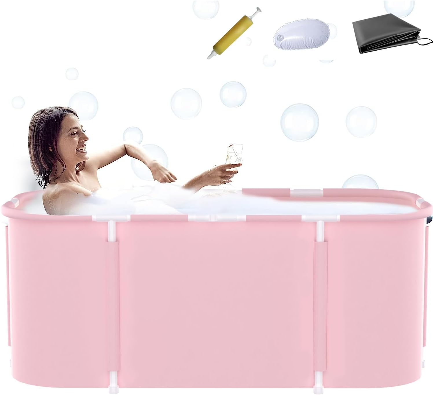 Portable Bathtub For Shower Stall, Large Foldable Freestanding Soaking ...