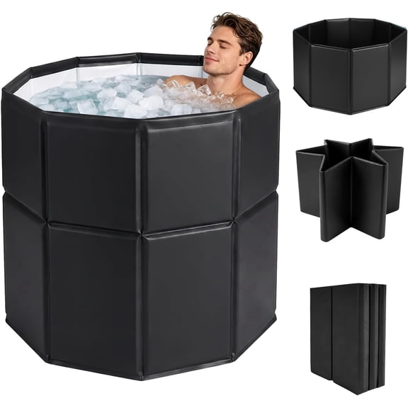 Portable Bathtub for Adults, 31.5"x26" Collapsible Ice Bath Tub for Ice Bath&Hot SPA, Cold Plunge Tub for Indoor & Outdoor Use, Black