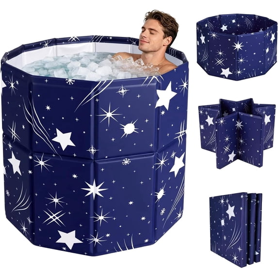 Portable Bathtub for Adults, 31.5"x26" Collapsible Ice Bath Tub for Ice Bath&Hot SPA, Cold Plunge Tub for Indoor & Outdoor Use, Star