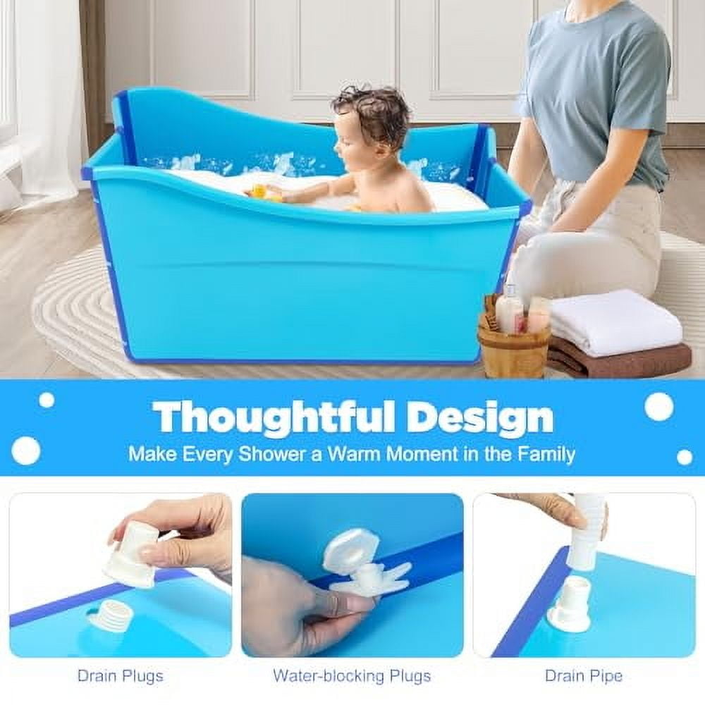 Portable Bathtub for Adults, 38Inch Foldable Bathtub Bathroom SPA Tub Cold Plunge Tub Collapsible Bathtub for Hot Ice Water