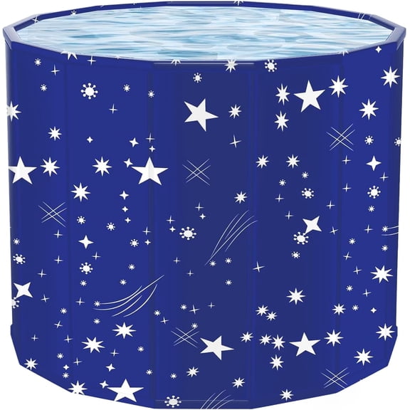 Portable Bathtub for Adults, Easy to Assemble Collapsible Bathtub （31.5"L x 26"）, Suitable for Travel, Camping and Outdoor Activities (Starlit Sky, L)
