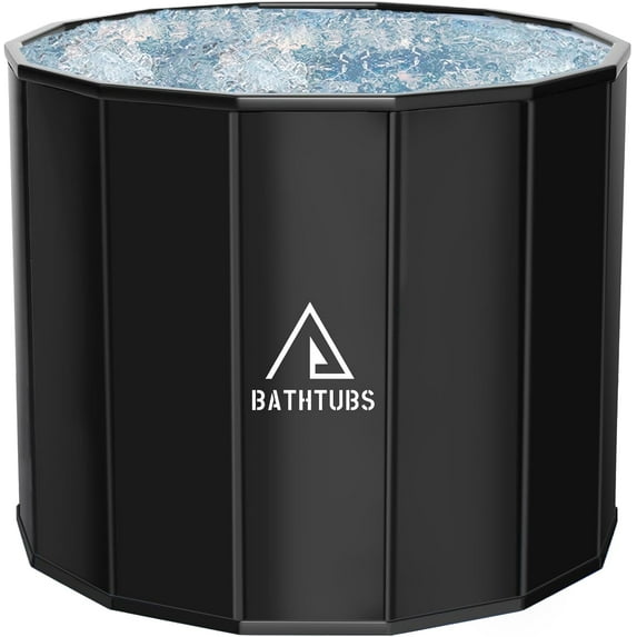 Portable Bathtub for Adults, Easy to Assemble Collapsible Bathtub (31.5"L x 26"), Suitable for Travel, Camping and Outdoor Activities (Black, L)