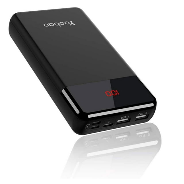 Portable Battery Backup LED Charger 20000mAh MultiProtective Compact External Power Bank, Compatible with iPhone Samasung Google OnePlus Phones & More /Black P20W