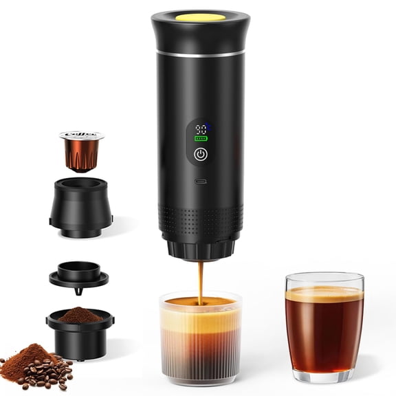 Portable Battery Espresso Coffee Maker for Travel - 20 bar Mini Car Espresso Machines, 3-in-1 Self-Heating Electric Espresso Maker, USB-C Ground Coffee & Capsule Pod(Ns&DG) RV, Hiking, Office Y101