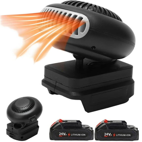 Portable Battery Powered Heater, Quiet Long Heating Small Space Heater with USB Ports and 1500mah Batteries, 2 Heat Settings, Anti Tilt Design