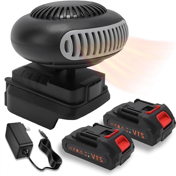 Portable Battery Powered Heater, Quiet & Long-Lasting Compact Space Heater with USB Charging Ports, 2 Adjustable Heat Settings, and Anti-Tilt Safety Protection