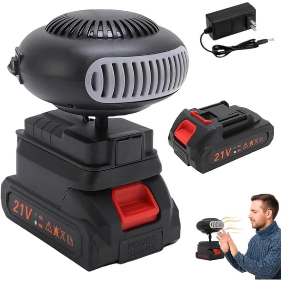 Portable Battery Powered Space Heater, Cordless Car Heater Runs on Batteries, Rechargeable Battery Operated Heater for Car Window Defog, Camping, Office, Desk, Indoor Outdoor Use(With 1*battery)