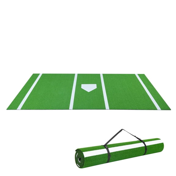 Portable Batting Mat with Home Plate, 12x6 ft Baseball Softball Practice Turf for Indoor Outdoor Training, Durable Hitting Cage Mat, Green