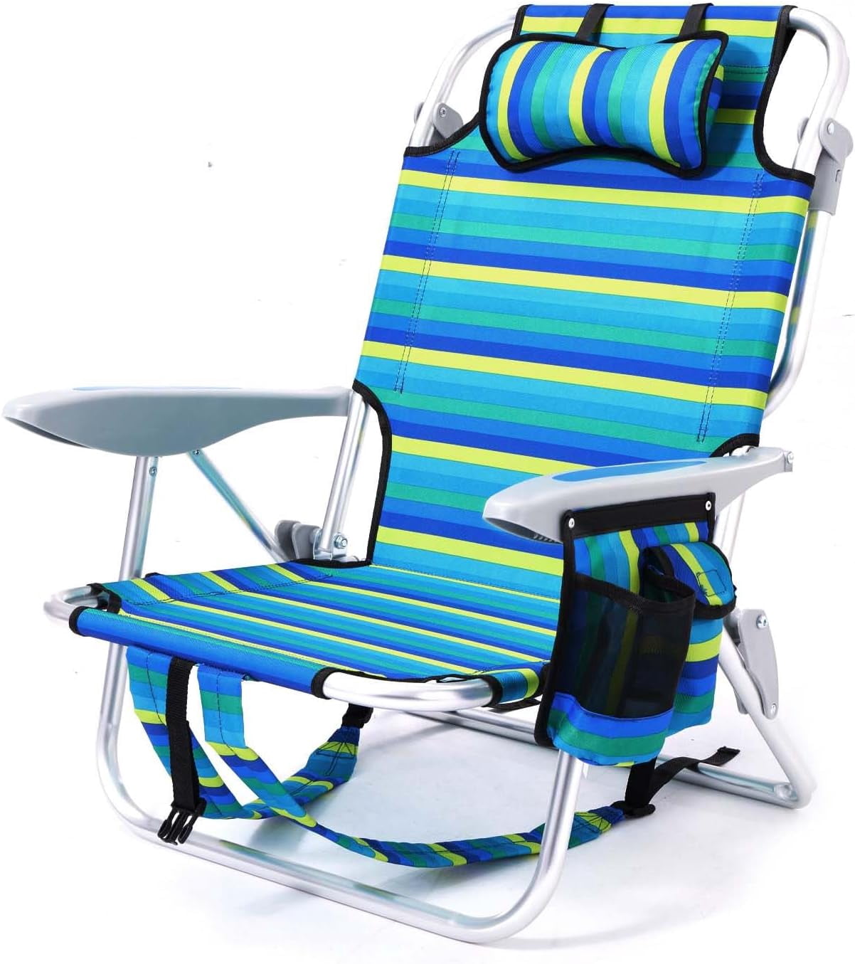 Portable Beach Chair for Adults, Outdoor Camping Chair Lay Flat Folding ...