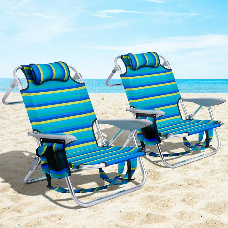 MUDIE Portable Beach Chair for Adults, Positions, Headrest