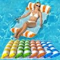 thumbnail image 1 of [Portable Beach Chair] Portable & Foldable Striped PVC Inflatable Beach Chair | Durable Pool Float Lounge for Adults, Party & Pool Accessory, 1 of 9