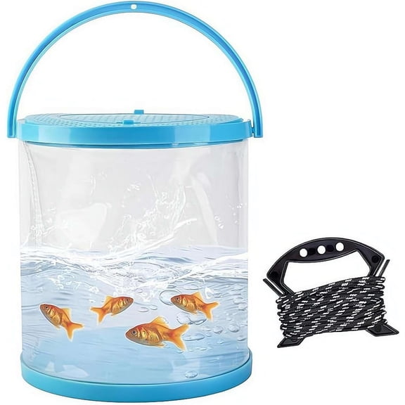 Portable Beach Fish Observation Bucket with 19.7ft Rope | Clear Travel Aquarium Container for Kids