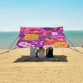 thumbnail image 1 of Portable Beach Tent Sun Shelter With Ground Pegs Water And Wind Resistant Sun Shade Canopy Angle Adjustable Floral Patterns, 1 of 7