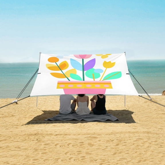 Portable Beach Tent Sun Shelter With Ground Pegs Water And Wind Resistant Sun Shade Canopy Angle Adjustable Flower Clip Art