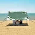 thumbnail image 1 of Portable Beach Tent Sun Shelter With Ground Pegs Water And Wind Resistant Sun Shade Canopy Angle Adjustable Green Floral Background, 1 of 7