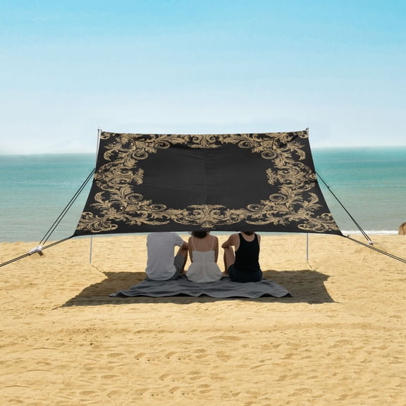 Portable Beach Tent Sun Shelter With Ground Pegs Water And Wind Resistant Sun Shade Canopy Angle Adjustable Symmetrical Rectangular Frame
