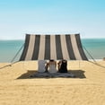 thumbnail image 1 of Portable Beach Tent Sun Shelter With Ground Pegs Water And Wind Resistant Sun Shade Canopy Angle Adjustable Vertical Striped Pattern, 1 of 7