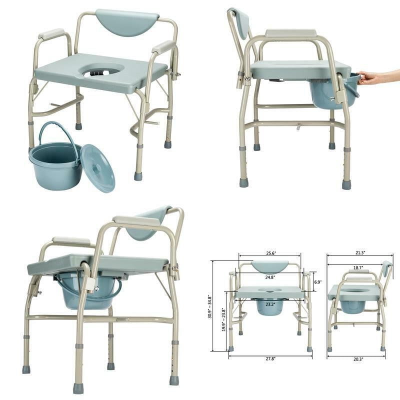 Portable Bedside Commode 3-in-One Bedroom Toilet Safety Shower Transfer ...
