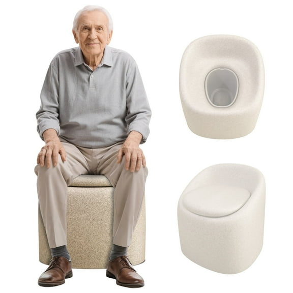 Portable Bedside Commode Chair with Hidden Pan, Lightweight Toilet Chair for Elderly and Disabled, Easy Clean Bedside Toilet for Seniors, Only 0.6 Lbs But Can Up to 220 Lbs(Beige)