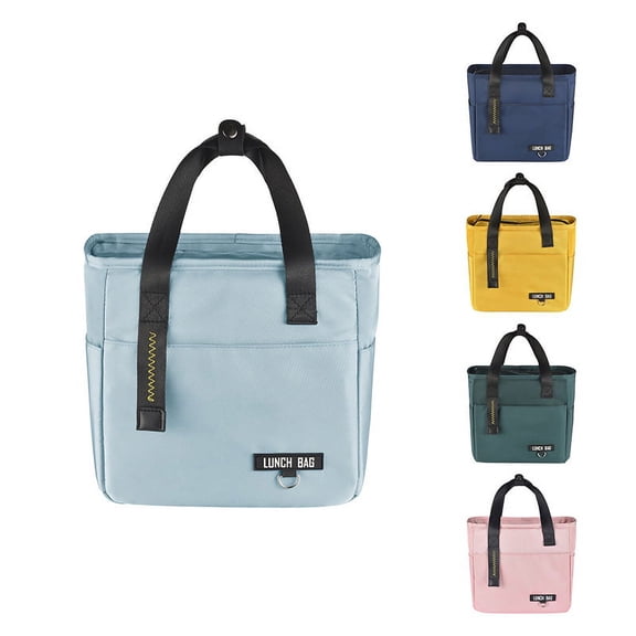 Portable Bento Bag Thickened Aluminum Foil Student Lunch Bag Fashion Insulated Lunch Box Bag Colour Blocking