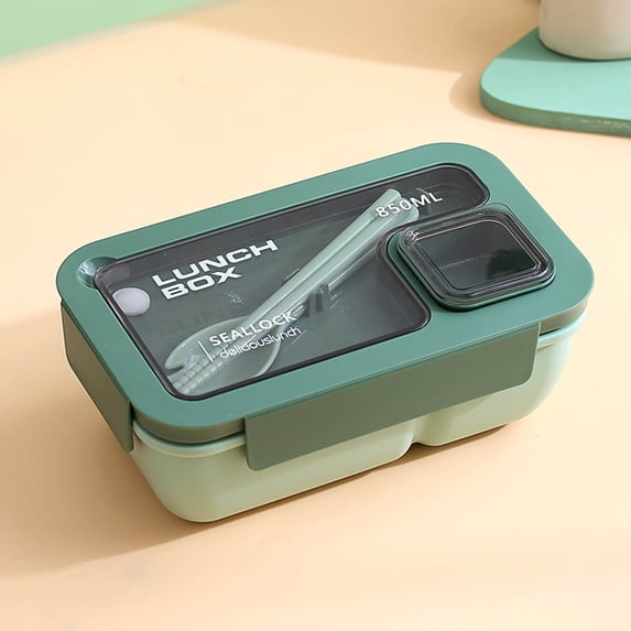Bento Lunch Box with Utensils, Portable Divided Food Container Foodgrade Microwave Safe Meal Prep Box for Office School Travel