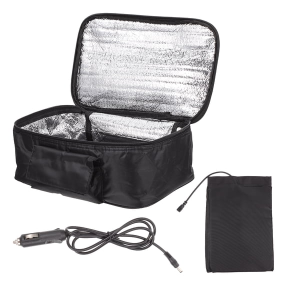 PartyKindom Thermal Lunch Tote Bag Black Oxford Cloth High Capacity Insulation