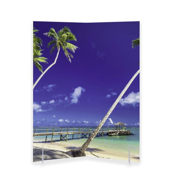 Portable Bi-folding Rigid Honeycomb Corrugate Floor Partition - Beach Print 46L" x 9W" x 60H"