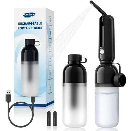 Morfone Portable Bidet for Travel, High Pressure Electric Handheld Sprayer 350ML with Dual Spray Modes, Rechargeable Waterproof Travel Bidet for Women, Men, Black