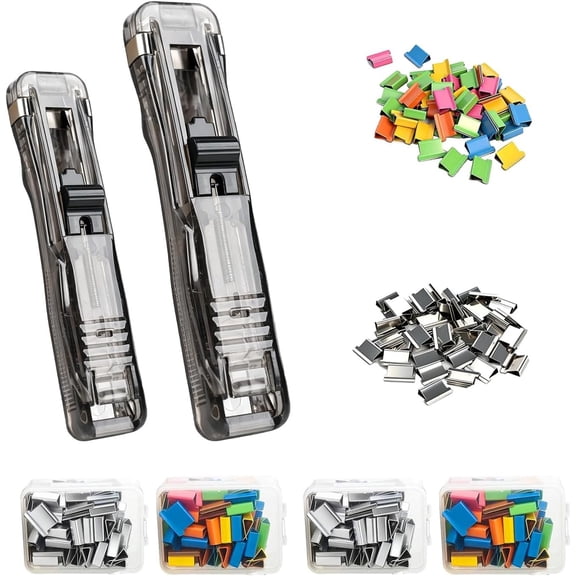 Portable Binder Clip Stapler, 2 count with 200 Clips