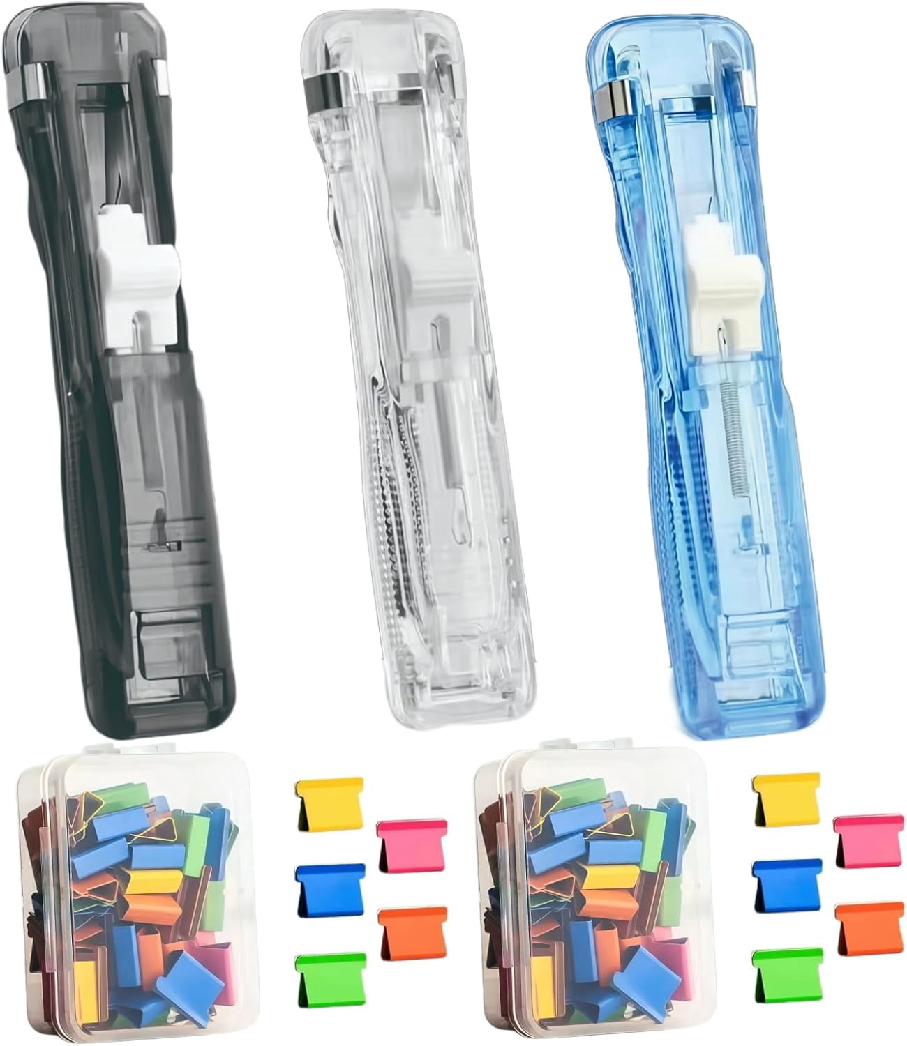 Portable Binder Clip Stapler, Large Size Paper Fastener & Binder Set ...